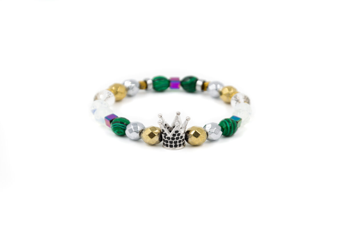 Malachite bracelet with gold green bracelet